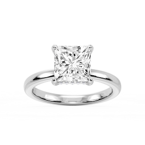Donna Princess Lab Grown Diamond Claw Prong Hidden Halo Engagement Ring