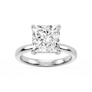 Donna Princess Lab Grown Diamond Claw Prong Hidden Halo Engagement Ring