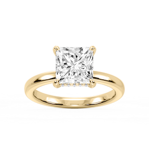 Donna Princess Lab Grown Diamond Claw Prong Hidden Halo Engagement Ring
