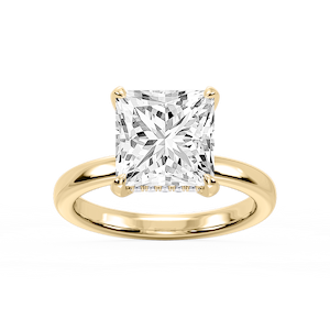 Donna Princess Lab Grown Diamond Claw Prong Hidden Halo Engagement Ring