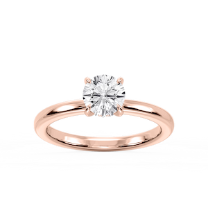 Donna Round Lab Grown Diamond Claw Prong Hidden Halo Engagement Ring