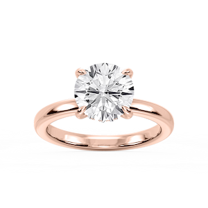 Donna Round Lab Grown Diamond Claw Prong Hidden Halo Engagement Ring