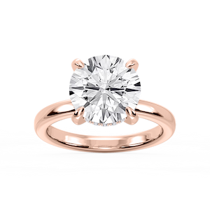 Donna Round Lab Grown Diamond Claw Prong Hidden Halo Engagement Ring