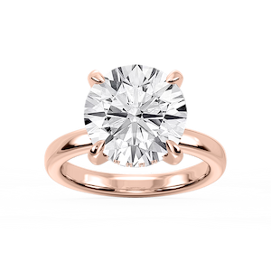 Donna Round Lab Grown Diamond Claw Prong Hidden Halo Engagement Ring
