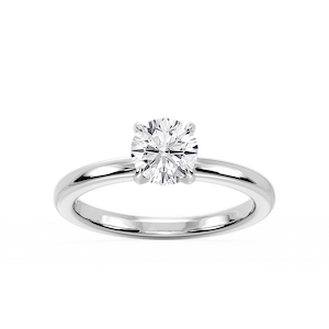 Donna Round Lab Grown Diamond Claw Prong Hidden Halo Engagement Ring