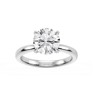 Donna Round Lab Grown Diamond Claw Prong Hidden Halo Engagement Ring