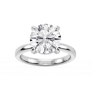 Donna Round Lab Grown Diamond Claw Prong Hidden Halo Engagement Ring