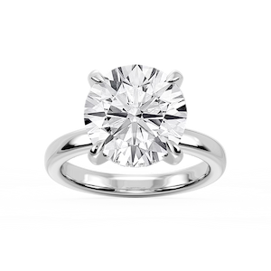 Donna Round Lab Grown Diamond Claw Prong Hidden Halo Engagement Ring