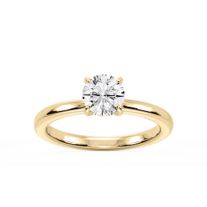 Donna Round Lab Grown Diamond Claw Prong Hidden Halo Engagement Ring