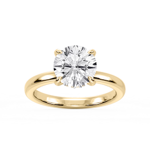 Donna Round Lab Grown Diamond Claw Prong Hidden Halo Engagement Ring