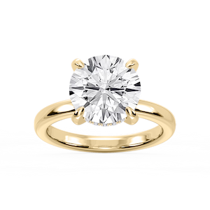 Donna Round Lab Grown Diamond Claw Prong Hidden Halo Engagement Ring