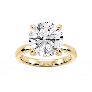 Donna Round Lab Grown Diamond Claw Prong Hidden Halo Engagement Ring