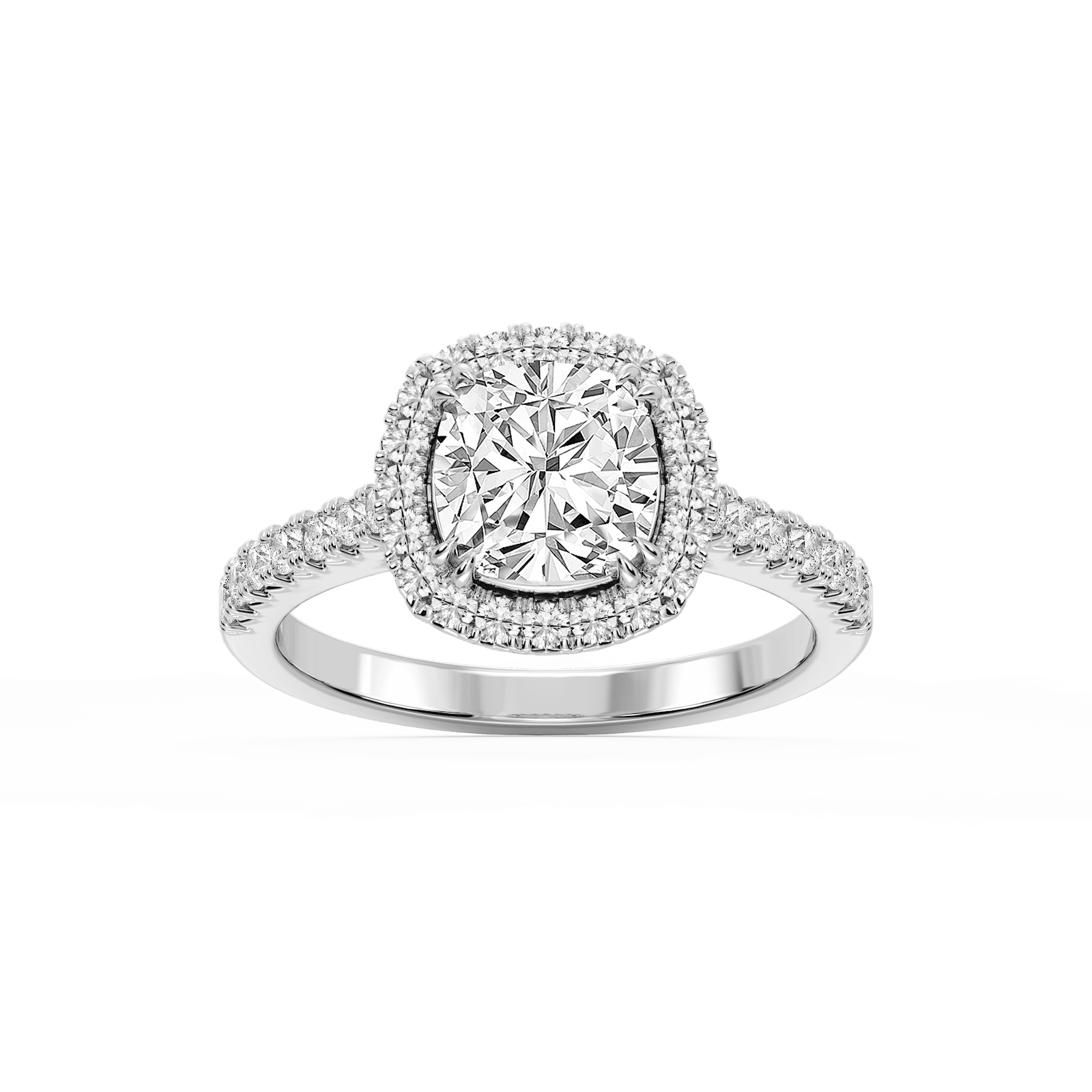 Doris Cushion Lab Grown Diamond Classic Prong Halo Engagement Ring