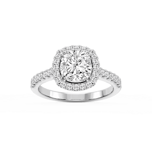 Doris Cushion Lab Grown Diamond Classic Prong Halo Engagement Ring