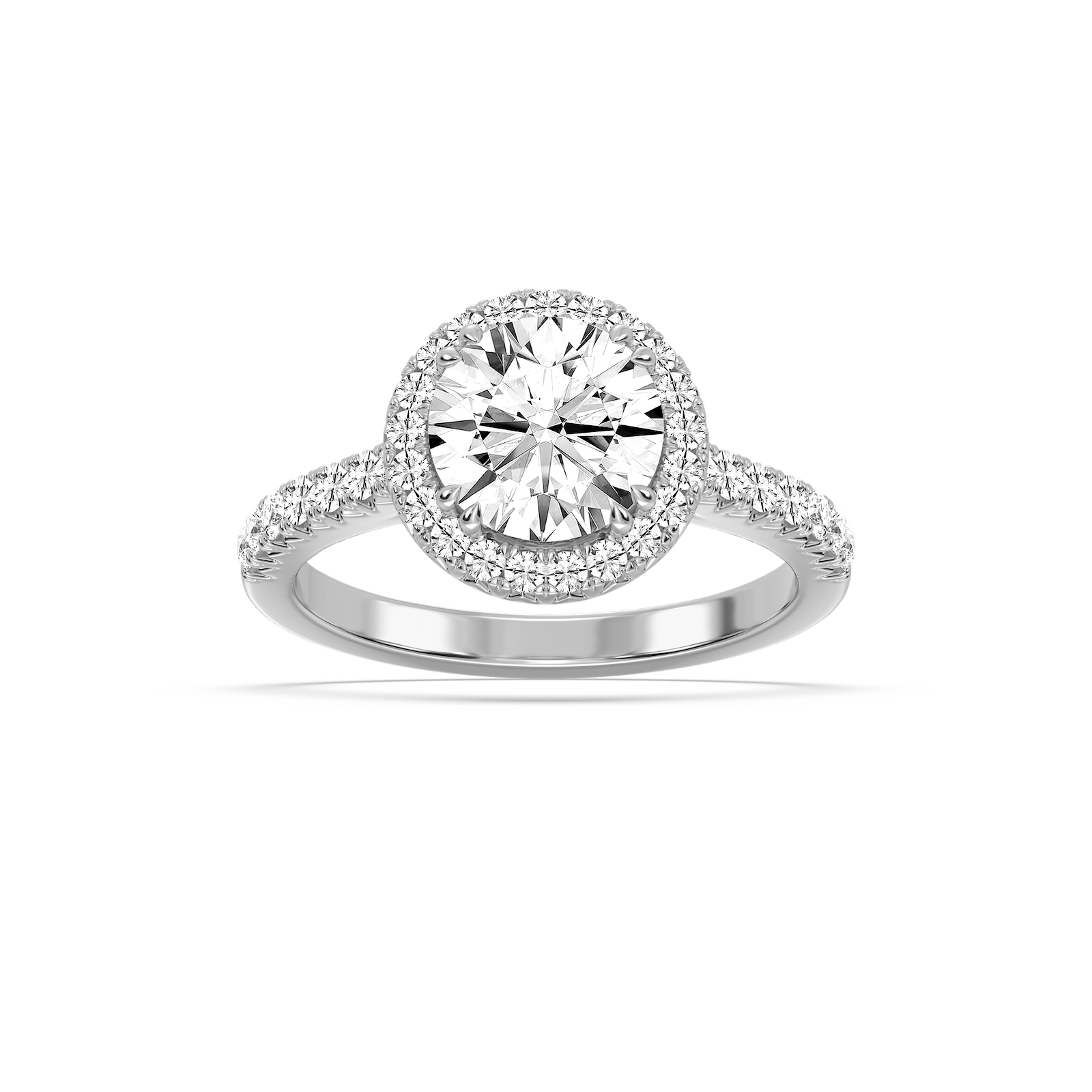 Dorthea 2 ½ ctw Round Lab Grown Diamond Classic Prong Set Halo Engagement Ring 