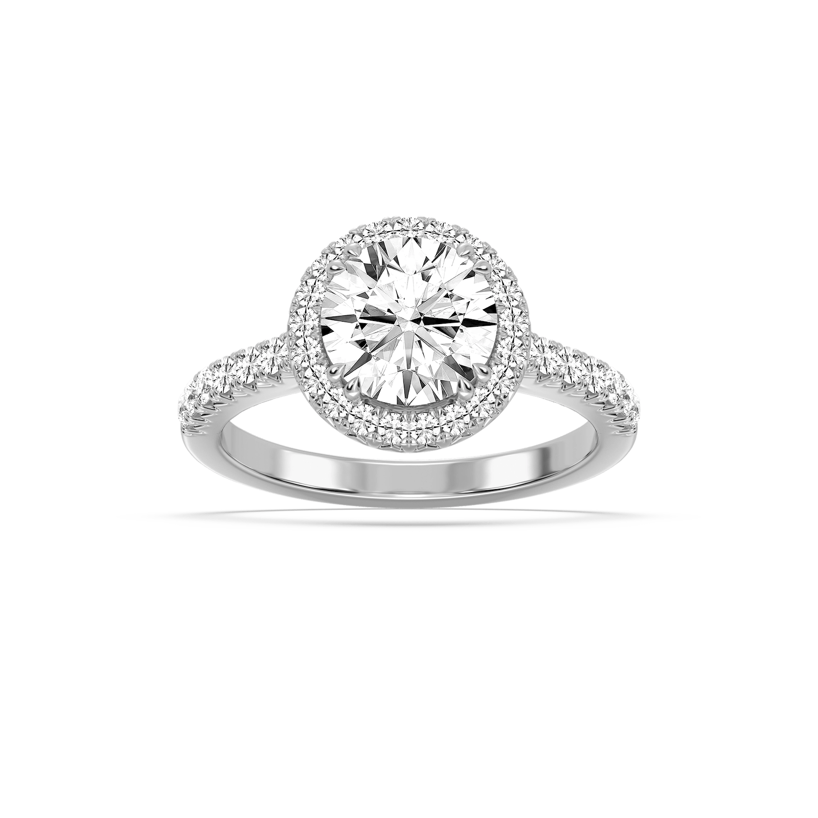 Dorthea 2 ½ ctw Round Lab Grown Diamond Classic Prong Set Halo Engagement Ring 