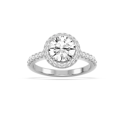 Dorthea 2 ½ ctw Round Lab Grown Diamond Classic Prong Set Halo Engagement Ring 