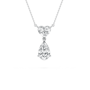 3 ½ ctw Pear and Heart Lab Grown Diamond Double Charm Pendant - 18 Inches