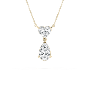 3 ½ ctw Pear and Heart Lab Grown Diamond Double Charm Pendant - 18 Inches
