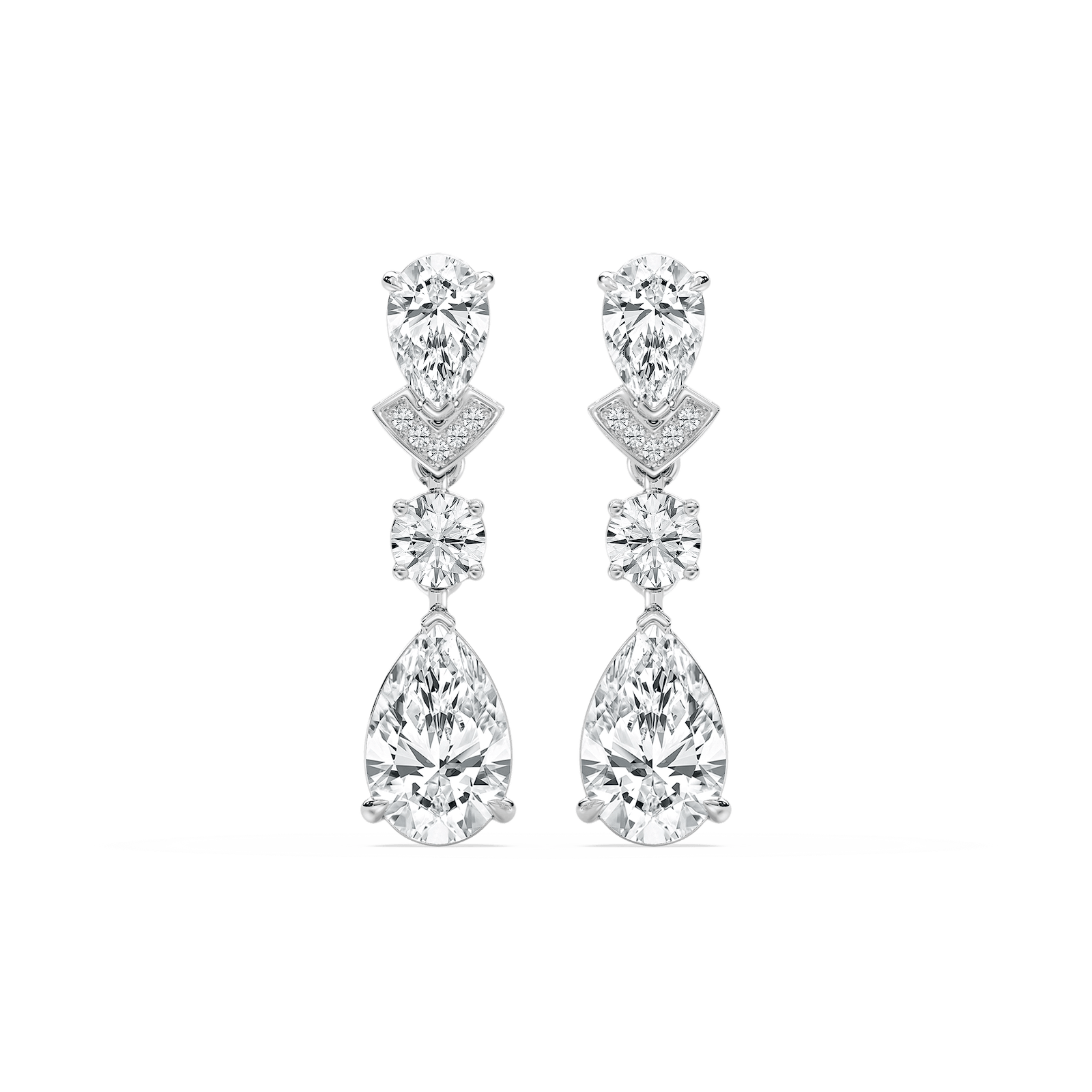 Double Pear Drop Diamond Earrings in Rose Gold