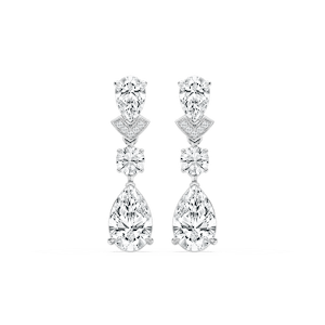 4 ½ ctw Pear and Round Lab Grown Diamond Drop Earrings