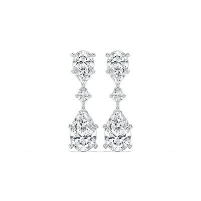 6 ¹⁄₅ ctw Pear & Round Lab Grown Diamond Drop Earrings