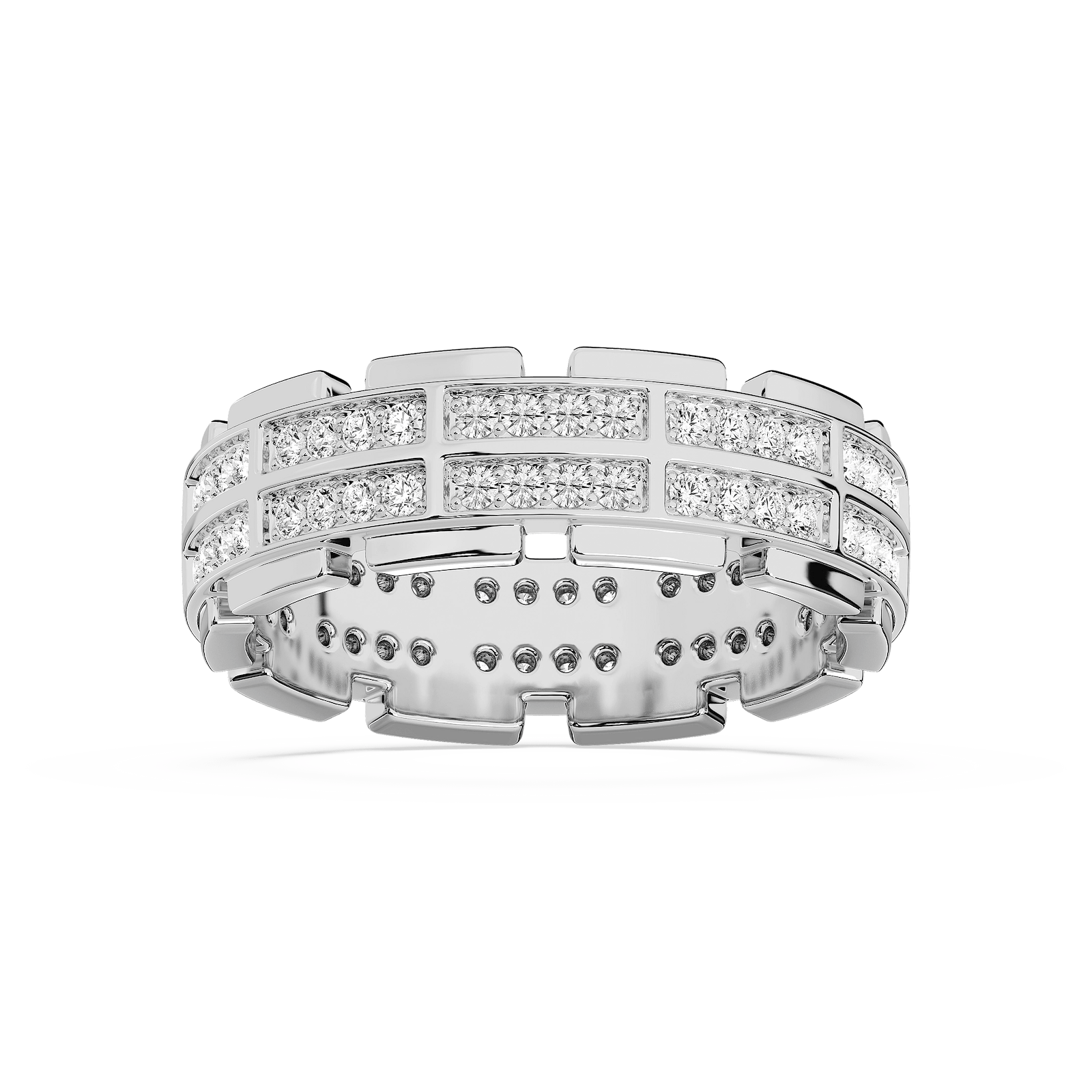 Timothy 1 ctw Round Lab Grown Diamond 7.30mm Double Row Channel Mens Wedding Band