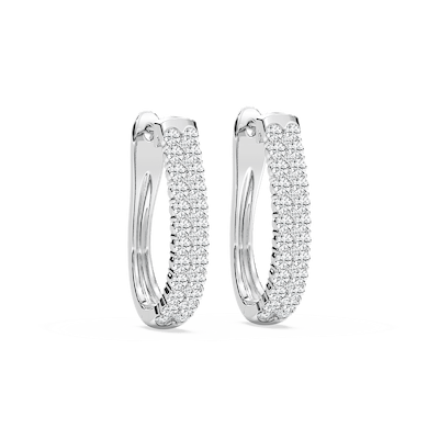 Round Lab Grown Diamond Double-Row Hinge-Back Hoop Earrings
