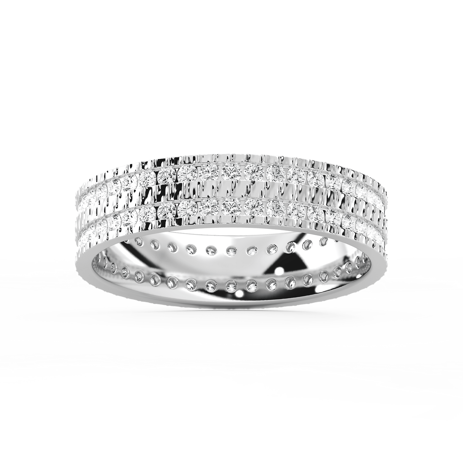 James 1 ctw Round Lab Grown Diamond 5.4mm Double Row Mens Wedding Band