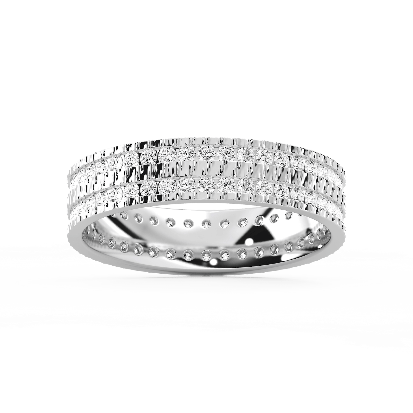 James 1 ctw Round Lab Grown Diamond 5.4mm Double Row Mens Wedding Band