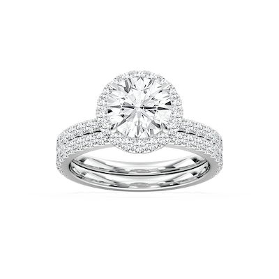 Dream Lab Grown Diamond Halo Classic Prong Wedding Set