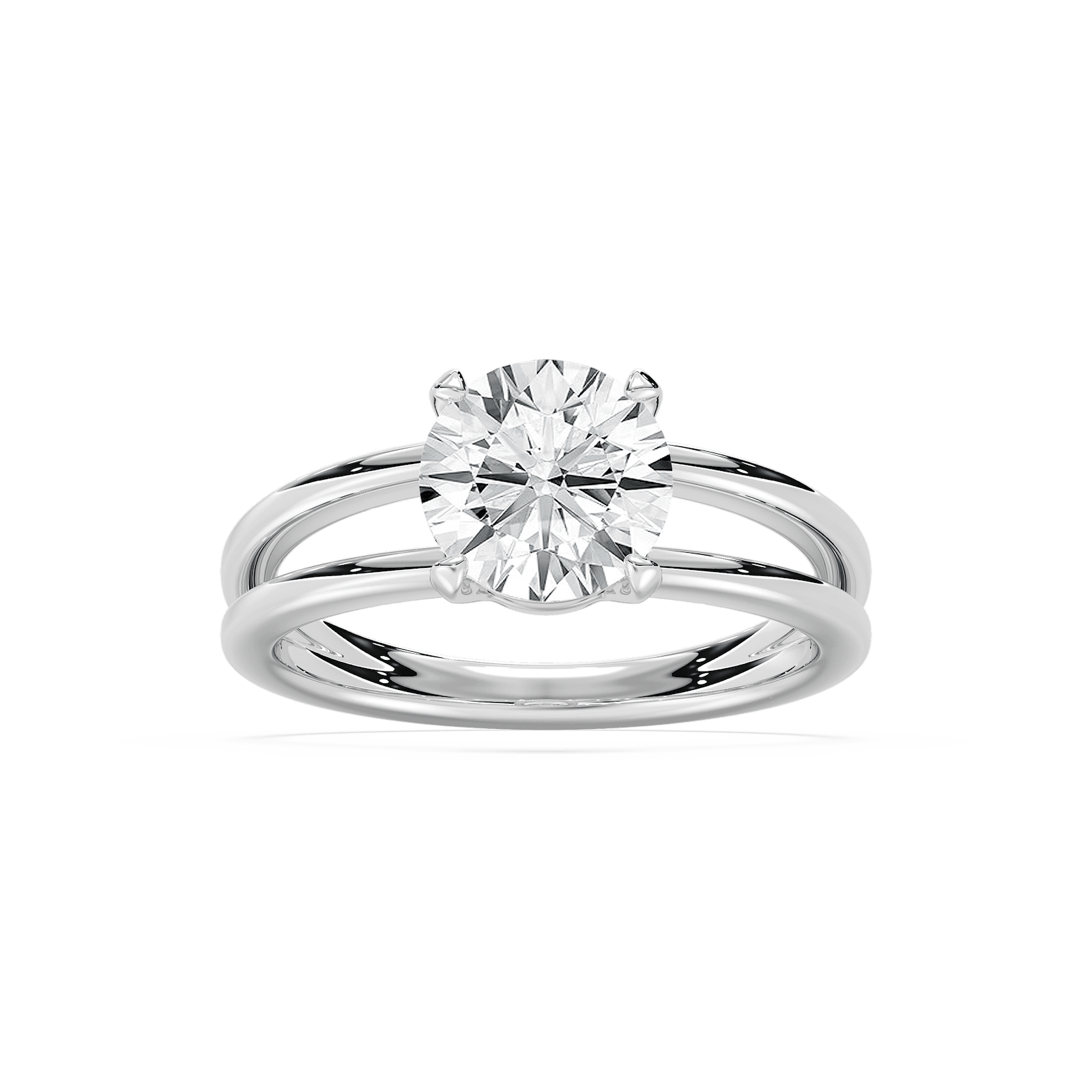 Duet Soltaire Round Engagement Ring in Rose Gold