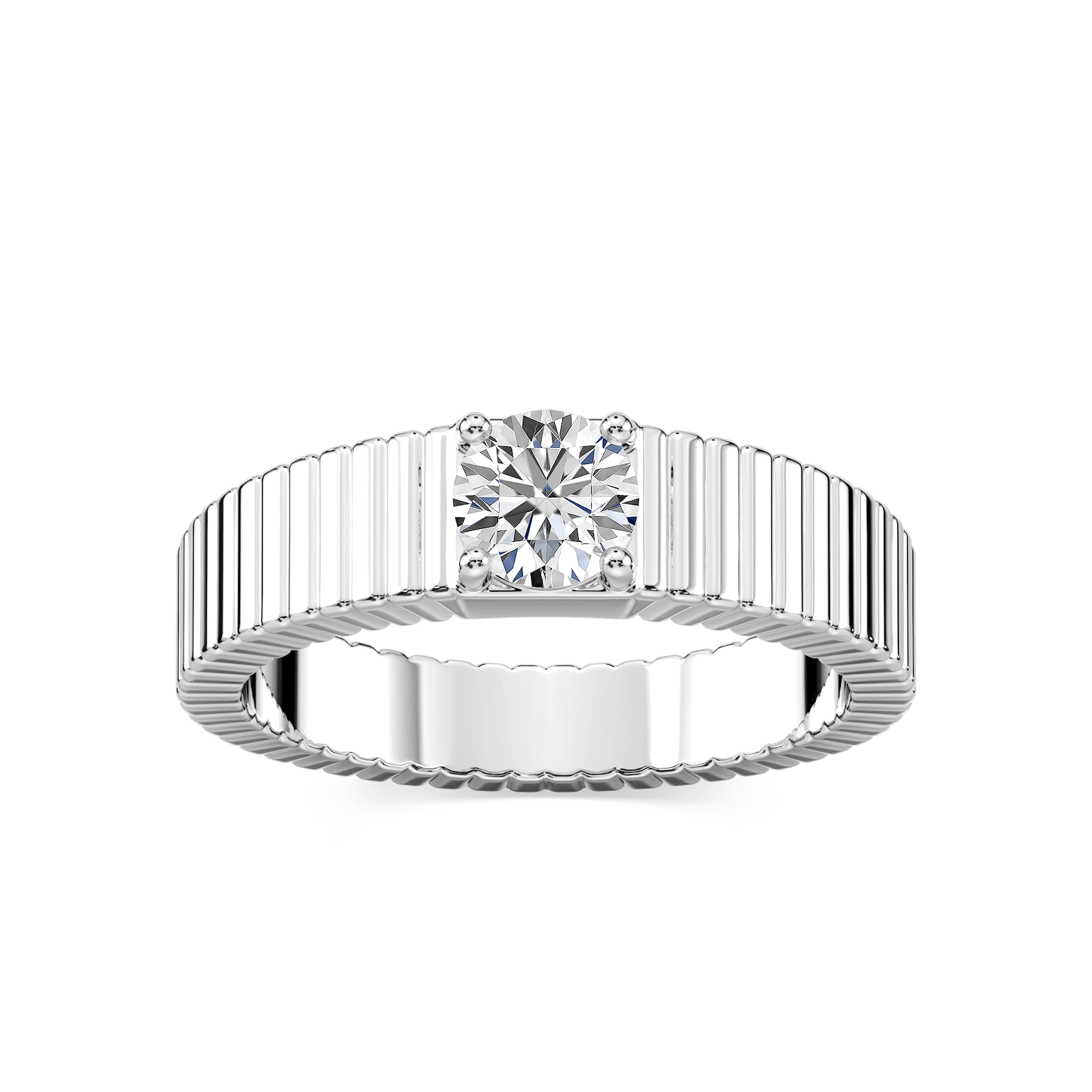 Noelle 1/2 ctw Round Lab Grown Diamond Fluted Solitaire Engagement Ring