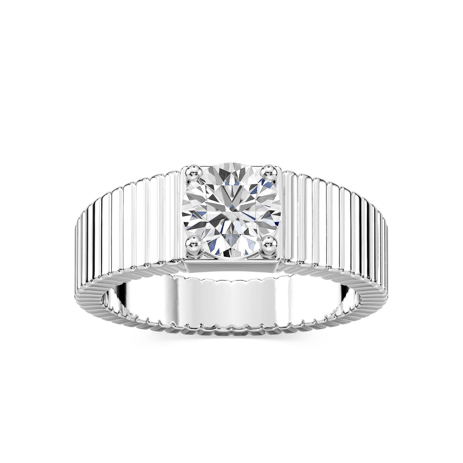 Noelle 1 ctw Round Lab Grown Diamond Fluted Solitaire Engagement Ring