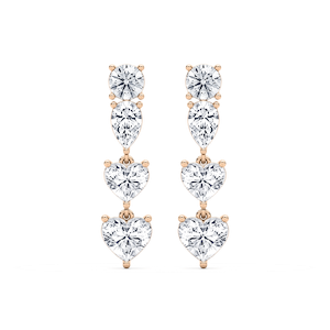 5 ½ ctw Heart, Pear & Round Lab Grown Diamond Duo Drop Earrings