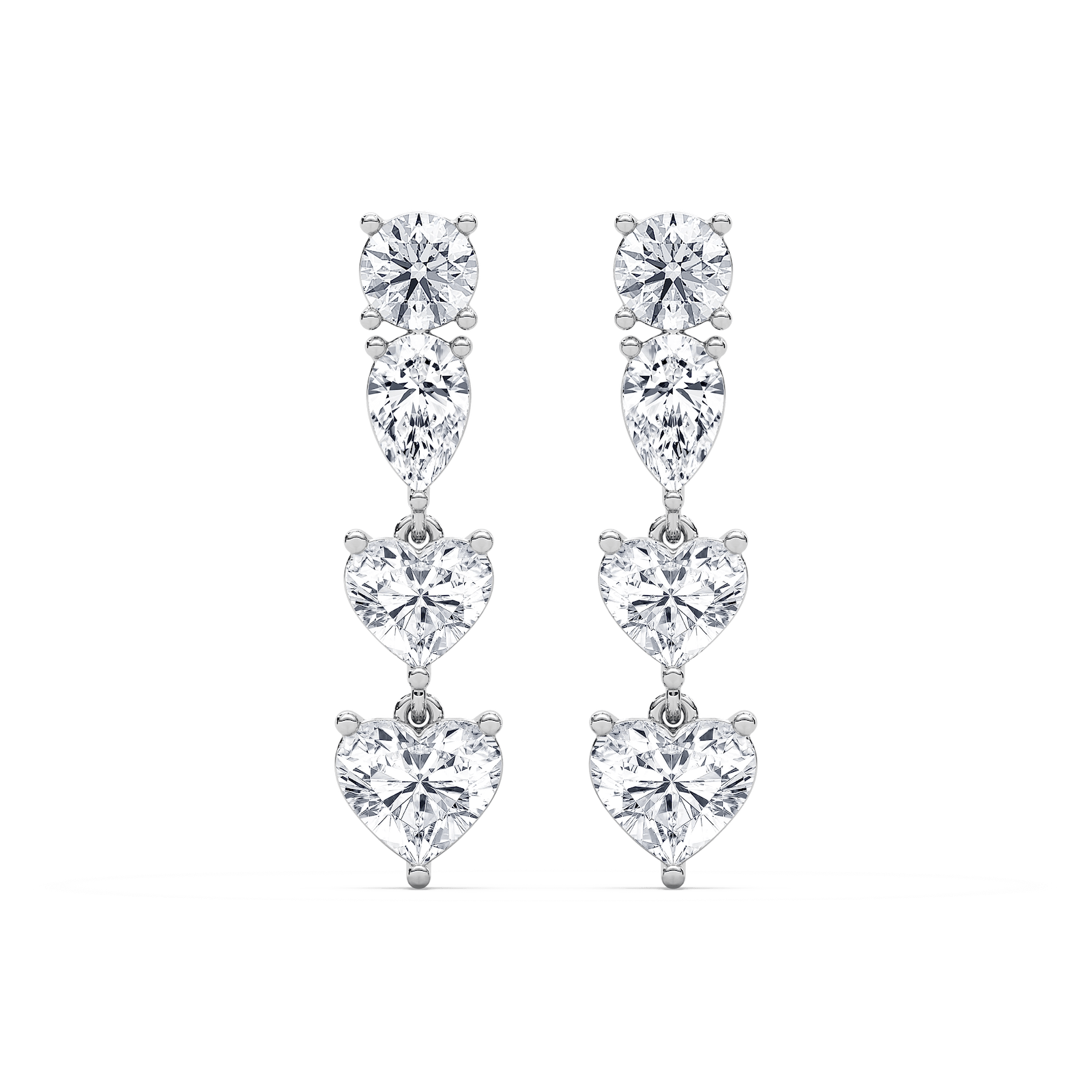 Duo Heart Fancy Drop Earrings in 14K Rose Gold