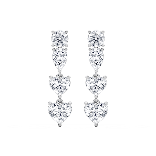 5 ½ ctw Heart, Pear & Round Lab Grown Diamond Duo Drop Earrings
