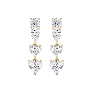 5 ½ ctw Heart, Pear & Round Lab Grown Diamond Duo Drop Earrings