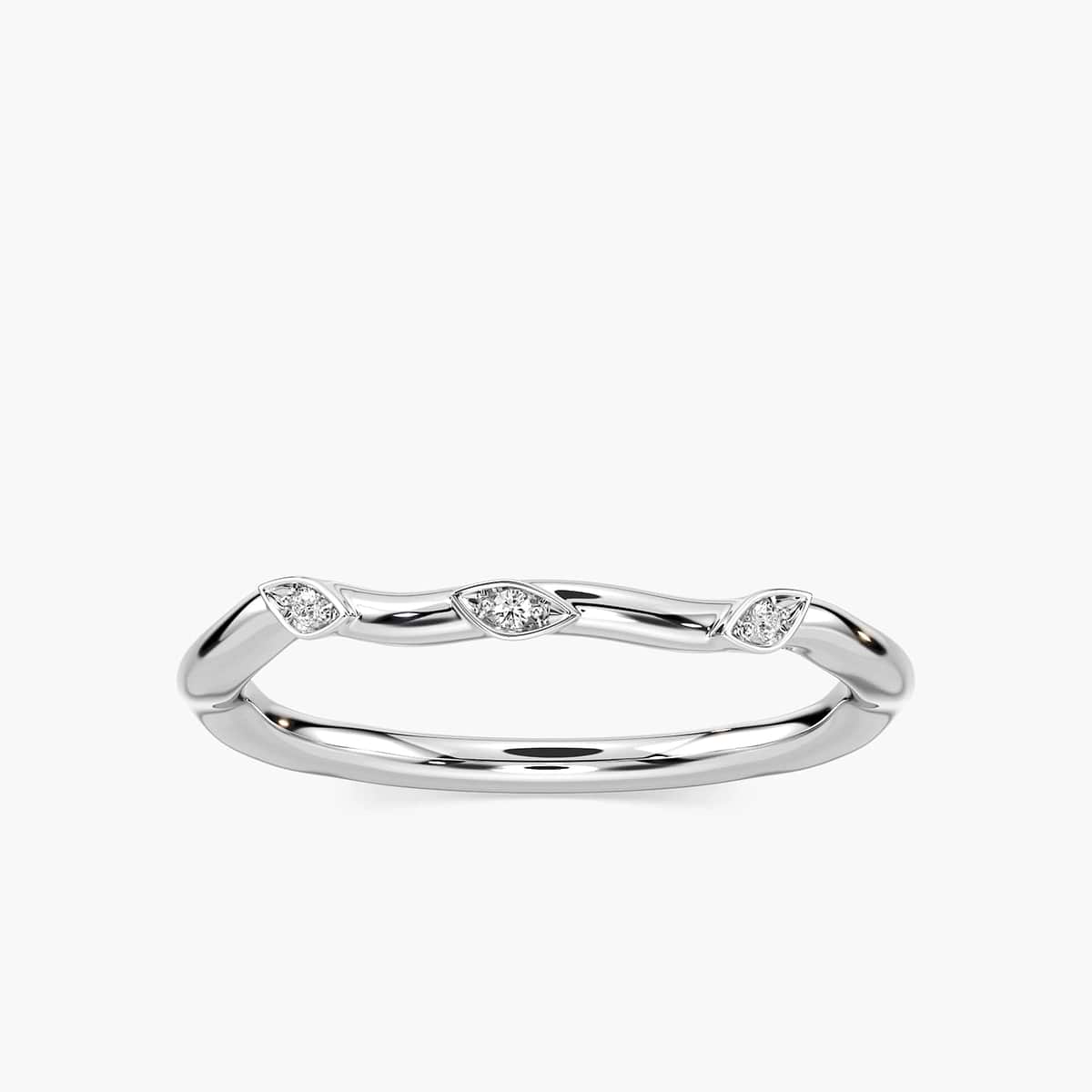 Eden Diamond Accent Round Lab Grown Diamond Leaf Motif Curved Band