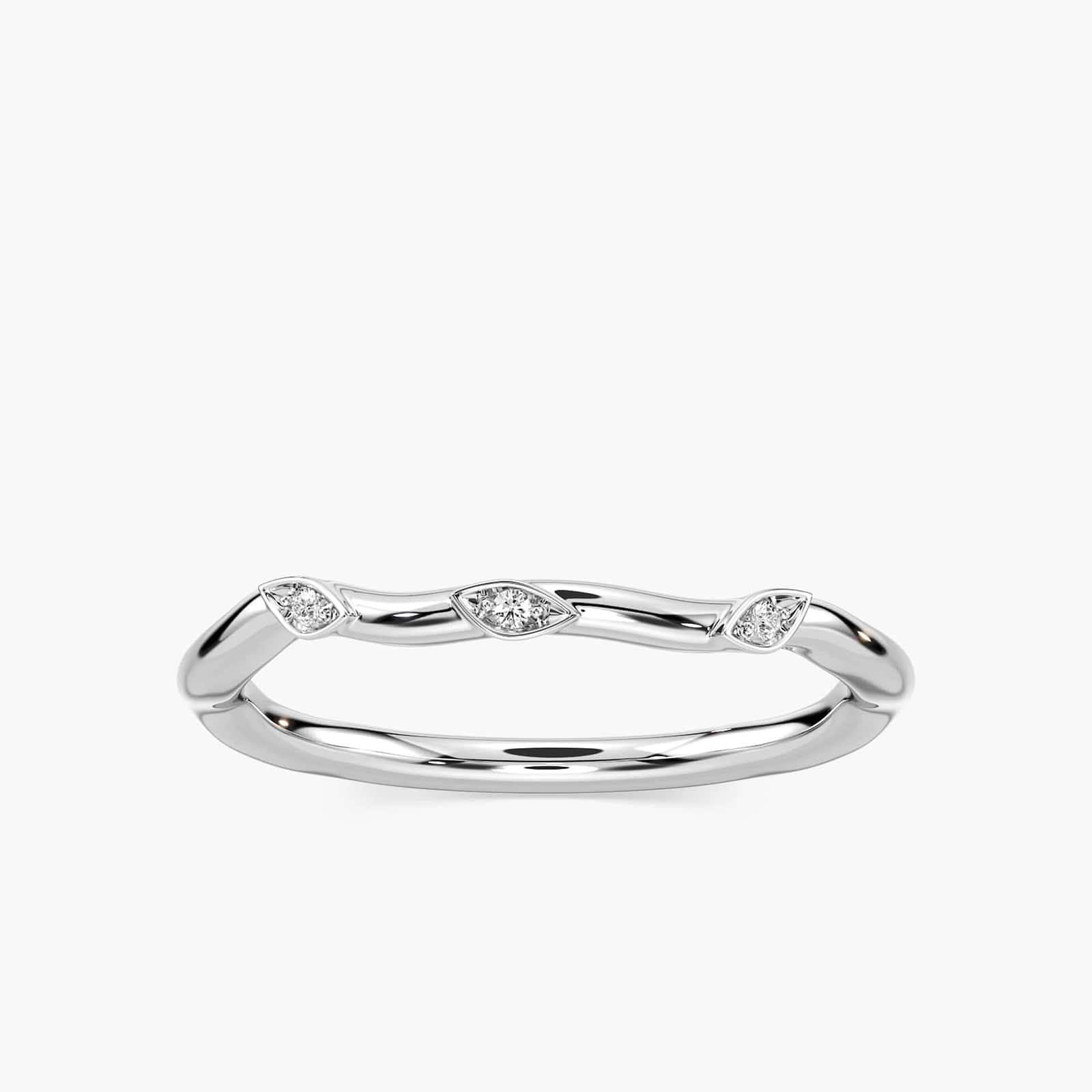 Leaf detail wedding band, matches Eden Engagement ring, in recycled 14K white gold | wedding band Leaf detail wedding band, matches Eden Engagement ring, in recycled 14K white gold