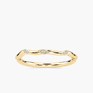 Eden Diamond Accent Round Lab Grown Diamond Leaf Motif Curved Band