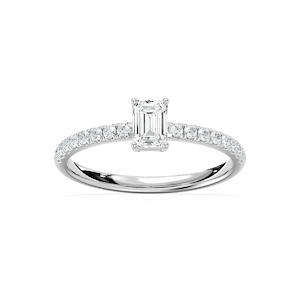 Eirlys 3/4 ctw Emerald Lab Grown Diamond Petite Side Stone Engagement Ring