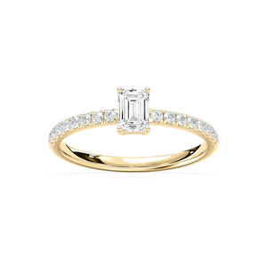 Eirlys 3/4 ctw Emerald Lab Grown Diamond Petite Side Stone Engagement Ring