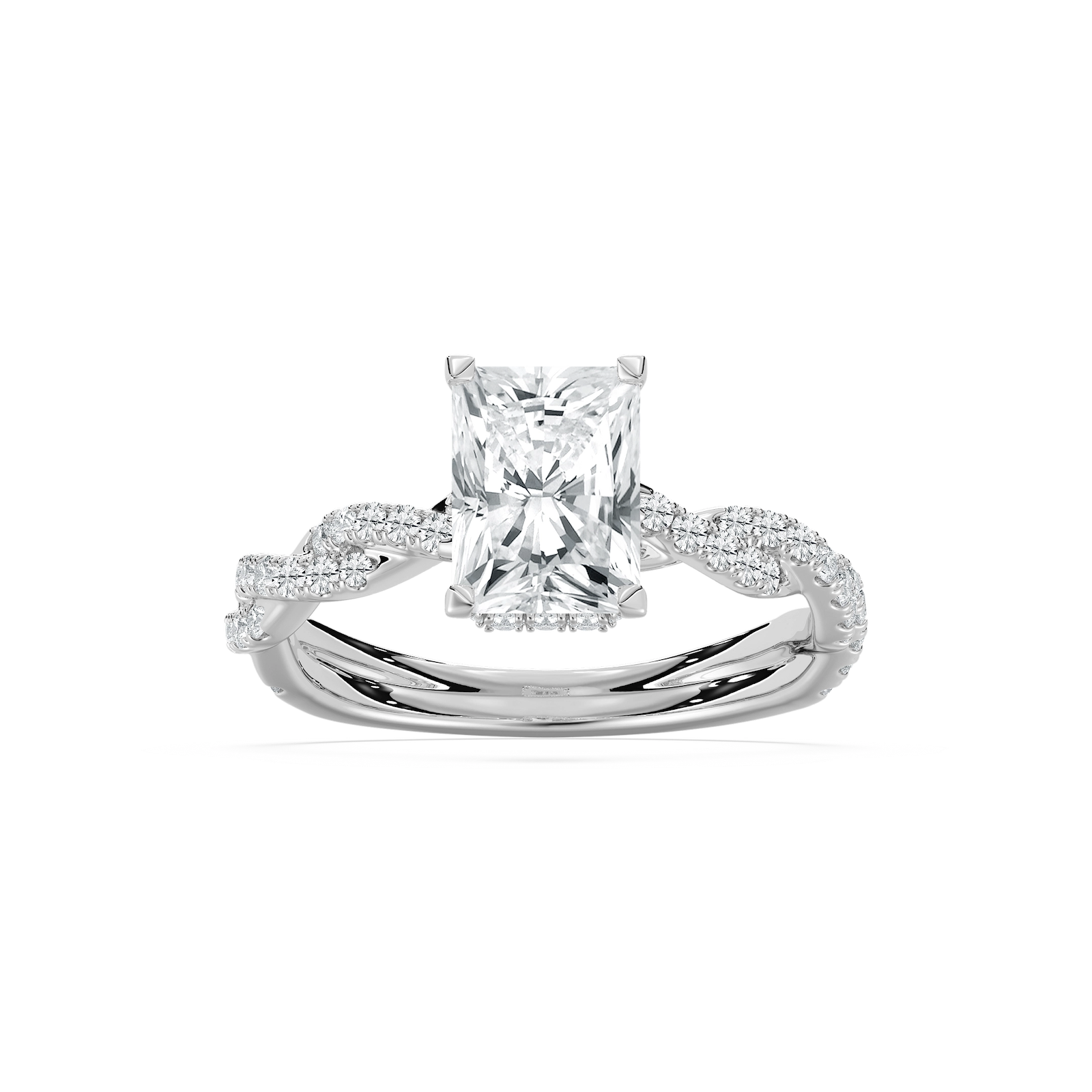Elise Pave Twist Radiant Engagement Ring in Rose Gold