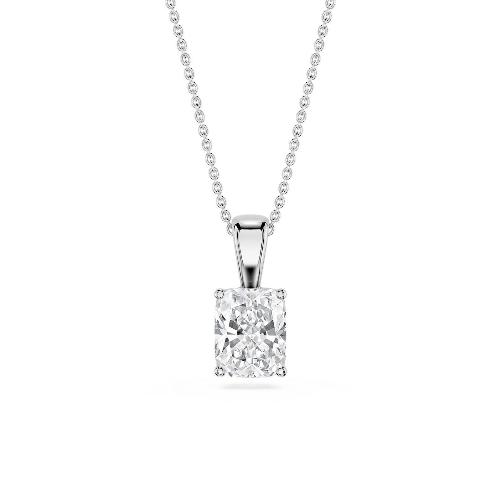 Elongated Cushion Lab Grown Diamond 4-Prong Single Bail Pendant - 16 to 18 Inches