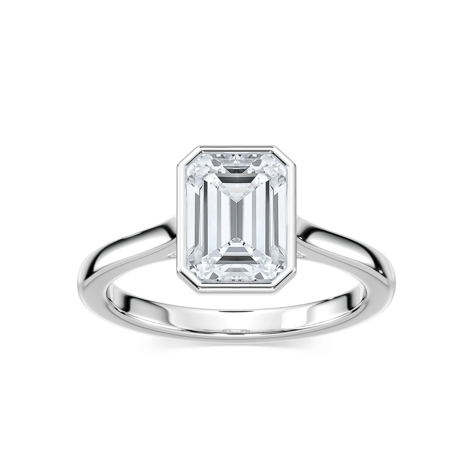 Elsa Emerald Lab Grown Diamond Bezel Set Floating Solitaire Engagement Ring
