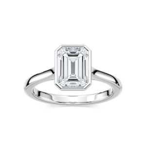 Elsa Emerald Lab Grown Diamond Bezel Set Floating Solitaire Engagement Ring
