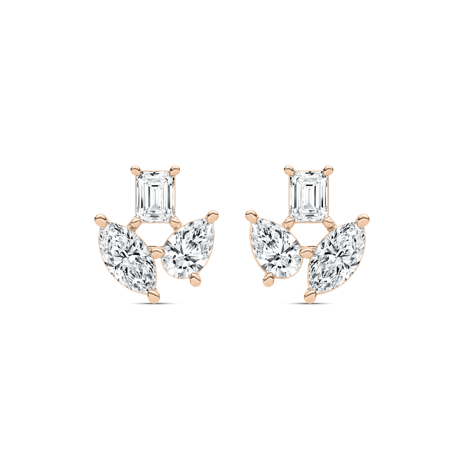 2 ctw Emerald, Marquise, and Pear  Lab Grown Diamond Trio Stud Earrings