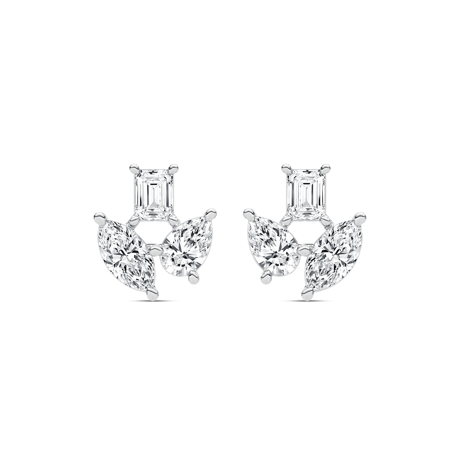 2 ctw Emerald, Marquise, and Pear  Lab Grown Diamond Trio Stud Earrings