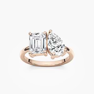 Fleur 2 ½ ctw Emerald and Pear Lab Grown Diamond Toi et Moi Two Stone Engagement Ring